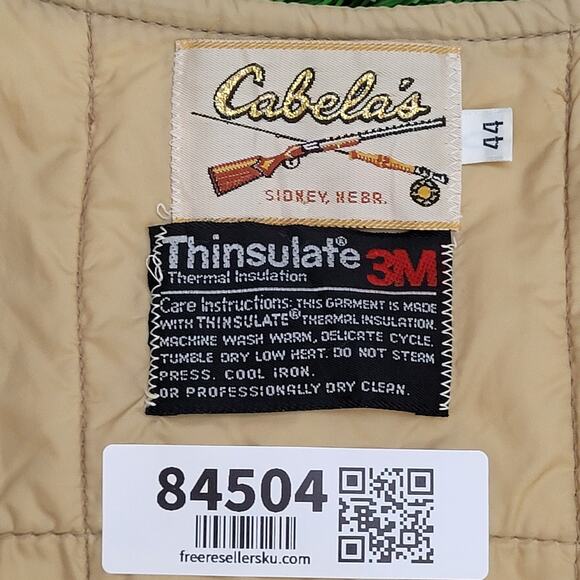 Vintage 90s Cabelas Hunting Zip Vest Large 21x21 Crop - Picture 8 of 13